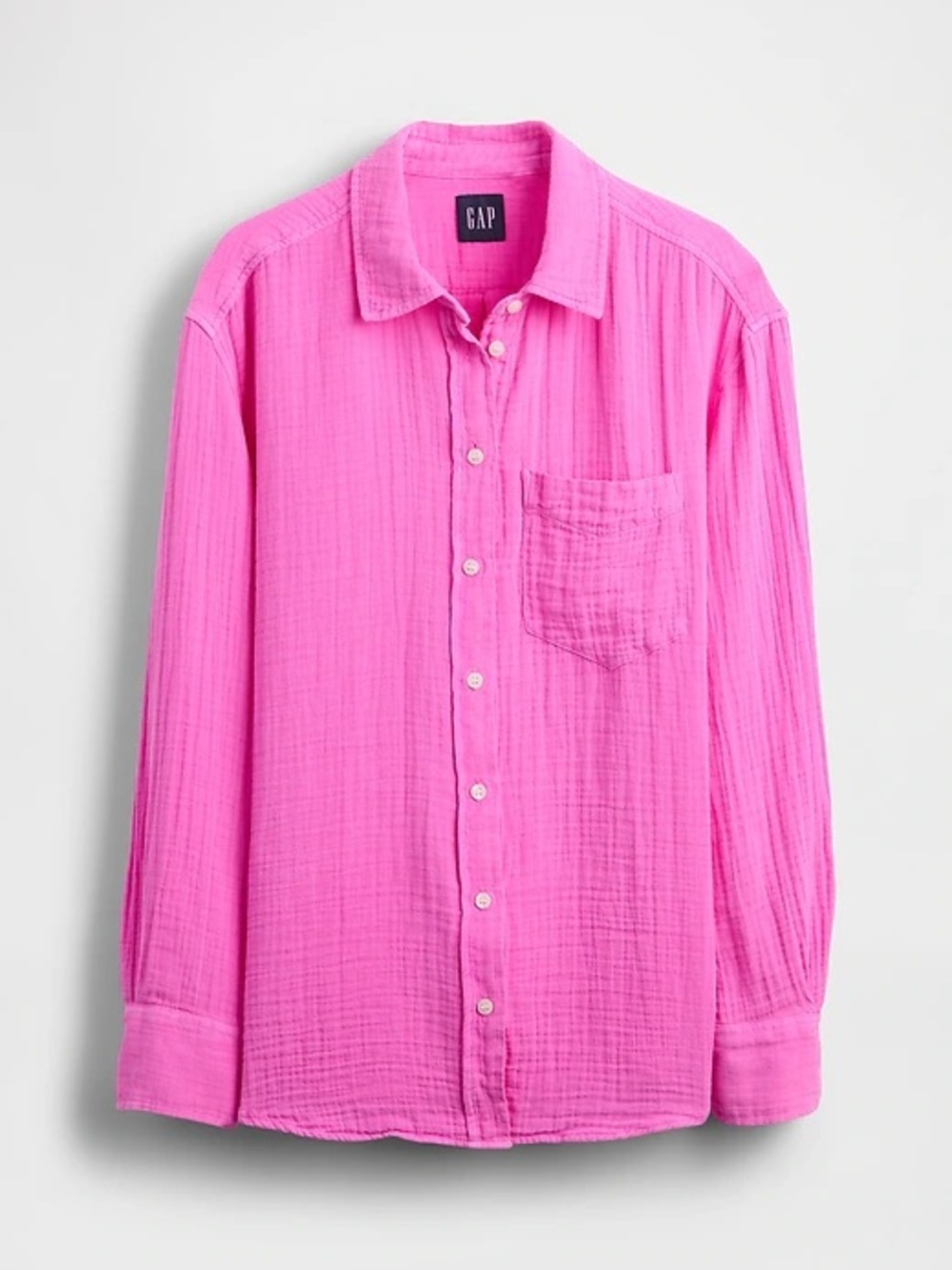 GAP Bright Pink Cotton Gauze Button-Down Shirt 100% Cotton Large